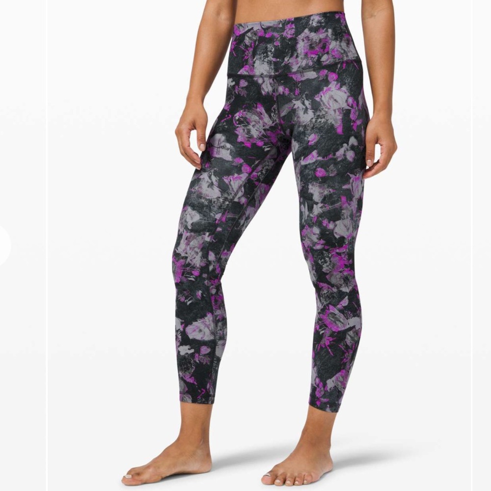Lululemon Align Pant II 25” Inseam Floral Shift Multi‎ Purple and Grey Size 2